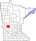 Mapa de Minnesota con el Condado de Pope resaltado