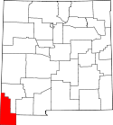 Mapa de Nuevo México con el Condado de Hidalgo resaltado