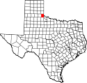 Mapa de Texas con el Condado de Childress resaltado