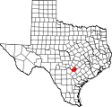 Mapa de Texas con el Condado de Guadalupe resaltado