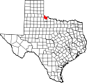 Mapa de Texas con el Condado de Hardeman resaltado