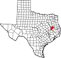Mapa de Texas con el Condado de Houston resaltado
