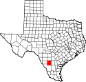 Mapa de Texas con el La Salle County resaltado