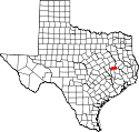 Mapa de Texas con el Madison County resaltado