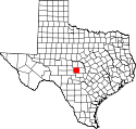 Mapa de Texas con el Condado de Mason resaltado