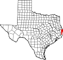 Mapa de Texas con el Condado de Newton resaltado