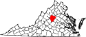 Mapa de Virginia con el Condado de Albemarle resaltado