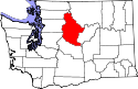 Mapa de Washington con el Condado de Chelan resaltado