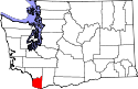 Mapa de Washington con el Condado de Clark resaltado