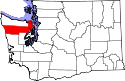 Mapa de Washington con el Condado de Jefferson resaltado