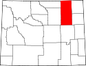 Mapa de Wyoming con el Condado de Campbell resaltado