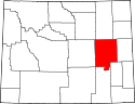 Mapa de Wyoming con el Condado de Converse resaltado