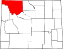 Mapa de Wyoming con el Condado de Park resaltado