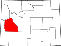 Mapa de Wyoming con el Condado de Sublette resaltado
