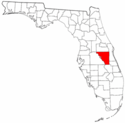 Mapa de Florida con el Condado de Osceola resaltado
