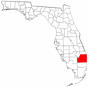 Mapa de Florida con el Condado de Palm Beach resaltado