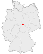 Mapa de Alemania, posición de Nordhausen destacada