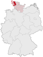 Lage des Kreises Nordfriesland in Deutschland