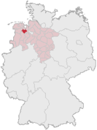Lage des Landkreises Ammerland in Deutschland