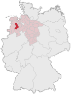 Lage des Landkreises Cloppenburg in Deutschland