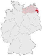 Lage des Landkreises Uecker-Randow in Deutschland