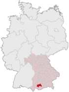 Localización del distrito Weilheim-Schongau en Alemania