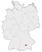 Mapa de Alemania, indicando la situación de Garching