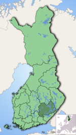 Southern Savonia on a map of Finland