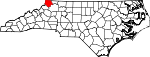 Mapa de Carolina del Norte con la ubicación del condado de Ashe