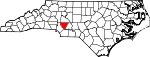 Mapa de Carolina del Norte con la ubicación del condado de Cabarrus