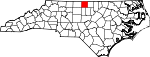 Mapa de Carolina del Norte con la ubicación del condado de Caswell