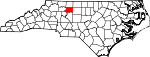 Mapa de Carolina del Norte con la ubicación del condado de Forsyth