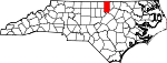 Mapa de Carolina del Norte con la ubicación del condado de Granville