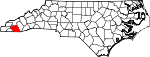 Mapa de Carolina del Norte con la ubicación del condado de Macon