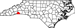 Mapa de Carolina del Norte con la ubicación del condado de Polk