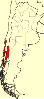 Ubicación de la especie en Chile y Argentina, según datos de la IUCN