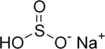 Fórmula estructural de la molécula de NaHSO3.