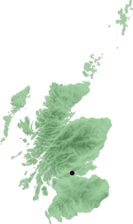 El punto negro indica la Ubicación de Stirling en el mapa geográfico de Escocia