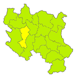 Localización del distrito en Serbia Central.