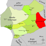 Localización de Monforte del Cid respecto a la comarca del Vinalopó Medio