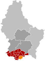 Situación de Dudelange (fra.)Diddeleng (lux.)Düdelingen (ale.)