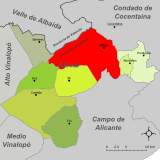 Localización de Alcoy respecto a la comarca del Alcoiá