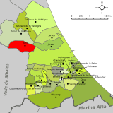 Localización de Barx respecto a la comarca de la Safor