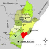 Localización de Benicasim respecto a la comarca de la Plana Alta