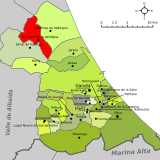Localización de Benifairó de la Valldigna respecto a la comarca de la Safor