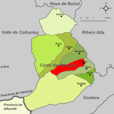 Localización de Bolbaite respecto a la comarca del Canal de Navarrés