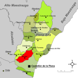 Localización de Borriol respecto a la comarca de la Plana Alta