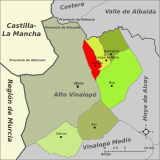 Localización de la Cañada respecto al Alto Vinalopó