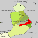 Localización de Chella respecto a la comarca del Canal de Navarrés
