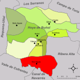 Localización de Dos Aguas respecto a la comarca de Chiva-Hoya de Buñol